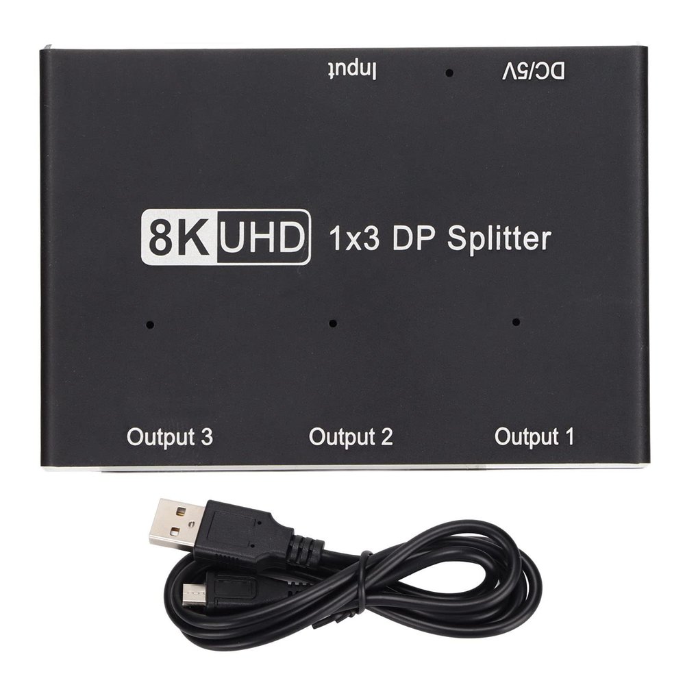8K@60Hz/4K@144Hz 1x3 DP1.4 Triple Splitter Switcher,8K DisplayPort Splitter 1 in 3 Out, Support MST, SST, HDR, for iOS, Windows, Andriod, 1x3 DisplayPort Splitter 8K 30Hz 4K 144Hz Triple MST SST