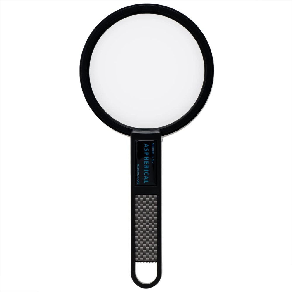 Misar Tech 991802 Loupe, 3.5x, Handheld Loupe, Made in Japan, Aspherical Lens, Lens Diameter 3.5 inches (90 mm), Black