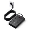 15 Ft Long Extension Cord Power Strip Surge Protector, HUNIAN Flat Plug with 8 Widely Spaced Outlets 6 USB, Wall Mount Charging Station for Home and Office, Black view 1