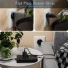 15 Ft Long Extension Cord Power Strip Surge Protector, HUNIAN Flat Plug with 8 Widely Spaced Outlets 6 USB, Wall Mount Charging Station for Home and Office, Black view 3