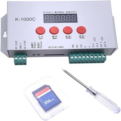 TOPXCDZ WS2812B WS2815 SK6812 SK9822 APA102 Led Lights 2048 Pixels Controller Computer Programmable Controller with SD Card K-1000C DC5-24V