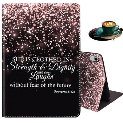 for iPad 10th Generation Case 10.9 Inch 2022, Lightweight Shock-Proof Bracket Case with Wake Up/Sleep Auto for A2696/ A2757/ A2777 - Bible Verses Proverbs 31:25