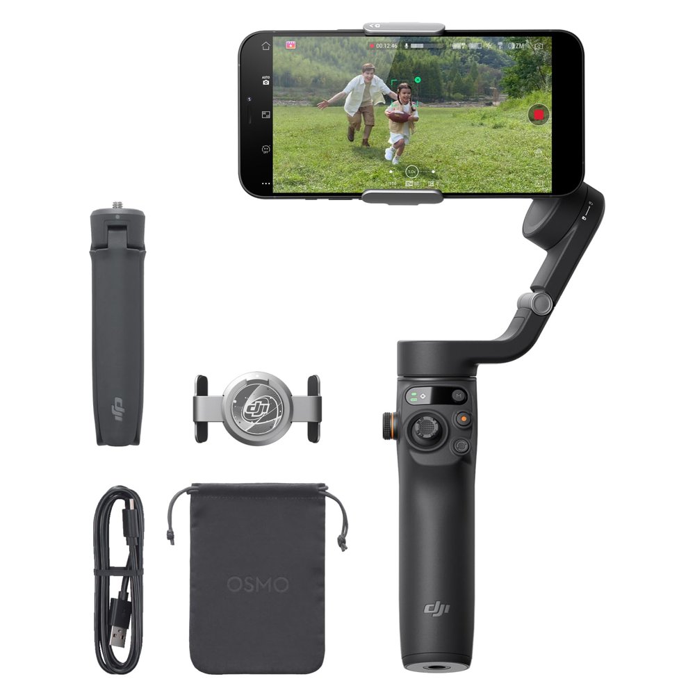 DJI Osmo Mobile 6 Smartphone Gimbal Stabilizer, 3-Axis Phone Gimbal, Built-In Extension Rod, Portable and Foldable, Android and iPhone Gimbal with ShotGuides, Vlogging Stabilizer, YouTube TikTok Video