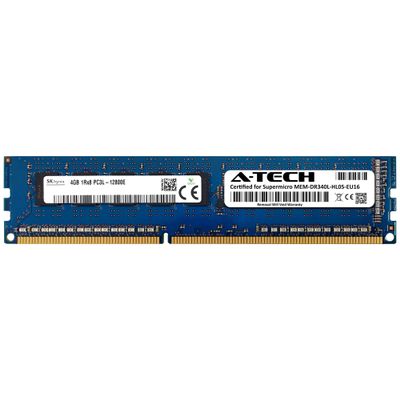 A-Tech 4GB RAM Replacement for Supermicro MEM-DR340L-HL05-EU16 | DDR3/DDR3L 1600MHz PC3L-12800 ECC UDIMM 1Rx8 1.35V 240-Pin Unbuffered DIMM Memory Module