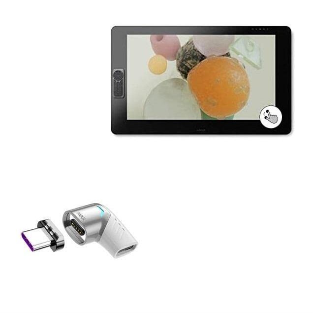 BoxWave Adapter Compatible with Wacom Cintiq Pro 32 (DTH-3220) - MagnetoSnap PD Angle Adapter, Magnetic Charging Connector Device Saver - Metallic Silver