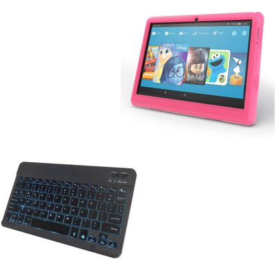 BoxWave Keyboard Compatible with Paxodo Android 10 Tablet PC PXD10069 (10 in) - SlimKeys Bluetooth Keyboard - with Backlight, Portable Slim LED 7 Colors - Jet Black