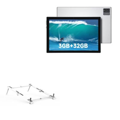 BoxWave Stand and Mount Compatible with ZZB Android 11 Tablet CP20silver (10.1 in) - Pocket Aluminum Stand 3-in-1, Portable Multi Angle Viewing Riser - Metallic Silver