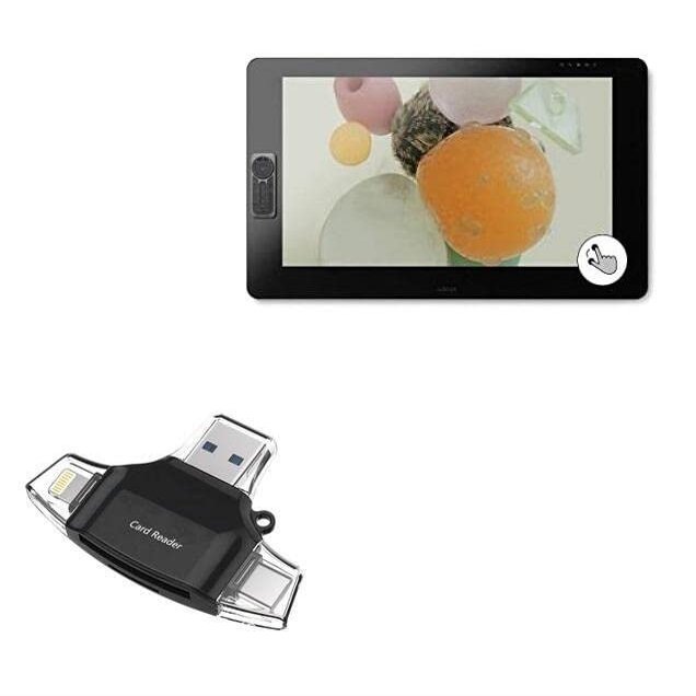 BoxWave Smart Gadget Compatible with Wacom Cintiq Pro 32 (DTH-3220) - AllReader SD Card Reader, microSD Card Reader SD Compact USB - Jet Black