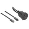 InstallBay IBR113 Universal Dual USB-C Flush Mount Charger with Data Transfer and Water-Resistant Cover-Black view 1