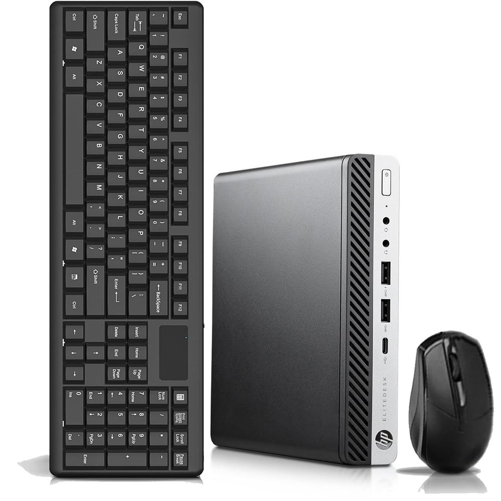 HP Micro PC EliteDesk 800 G4 Windows 11 Tiny Desktop,i7 Hexa-Core Mini Business Computers 32GB Ram 512GB NVMe M.2 SSD,WiFi,BT,HDMI,DP,USB-C,4K Support,Wireless K&M + TJJ Mouse PAD(Renewed)