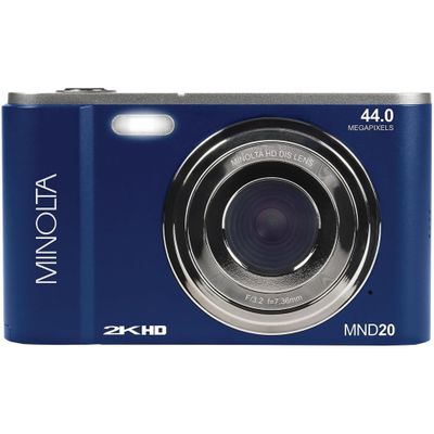 Minolta MND20 44MP Digital Camera  2.7K Ultra HD Video, 16X Digital Zoom, Anti-Shake Stabilization, Time Lapse, Face Detection, 2.9-inch LCD Display  Lightweight Compact Camera (Blue)