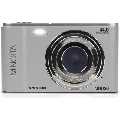 Minolta MND20 44MP Digital Camera  2.7K Ultra HD Video, 16X Digital Zoom, Anti-Shake Stabilization, Time Lapse, Face Detection, 2.9-inch LCD Display  Lightweight Compact Camera (Silver)
