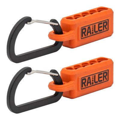 Railer Screwdriver Bit Holder Storage Organizer 5-Hole Orange Bit Holder with Carabiner - 2 Pack