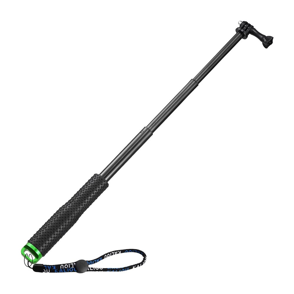 uxcell Portable Selfie Stick, 19 Inch Extension Adjustable Hand Grip Aluminum Alloy Monopod Pole Fit for Most Action Cameras, Green & Black