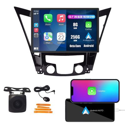 CarPlay Android Auto Autoradio Car Navigation Stereo GPS Radio 13.1" 2K QLED Touchscreen Headunit Tablet for Hyundai Sonata 2011-2014 if Applicable Octa Core 8G+256G