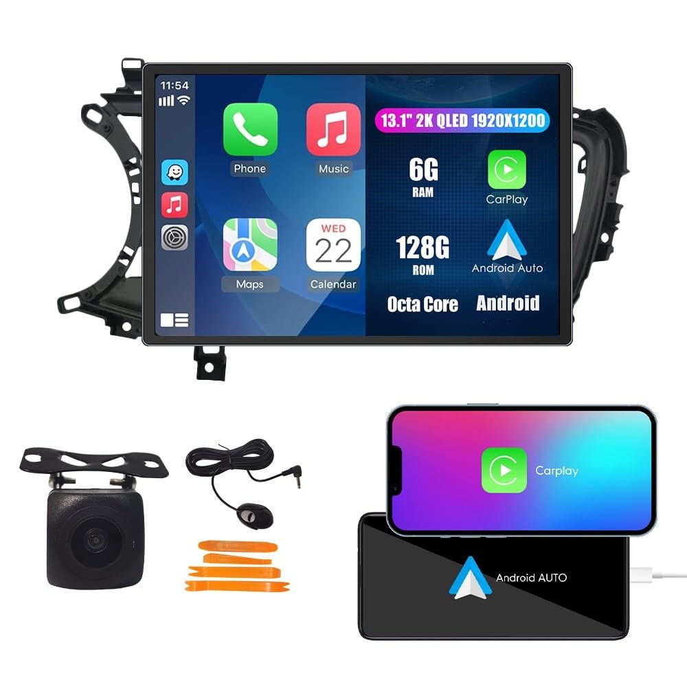 Kunfine Car CarPlay Android Auto Navigation Stereo GPS Radio Reverse Camera Display 13.1" QLED Touchscreen Headunit Tablet Pad Media Player For Kia Optima K5 2014-2015, if Applicable Octa Core 6G+128G