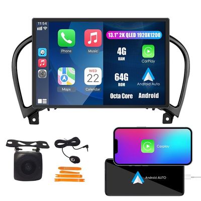 Car CarPlay Android Auto Navigation Stereo GPS Radio Display 13.1" QLED Touchscreen Headunit Tablet Pad Media Player for Nissan Juke 2011-2017, if Applicable Octa Core 4G+64G