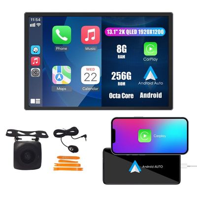 Kunfine Car CarPlay Android Auto Navigation Stereo GPS Radio Reverse Camera Display 13.1" QLED Touchscreen Headunit Tablet Pad Media Player for Mazda 3 2004-2009, if Applicable Octa Core 8G+256G