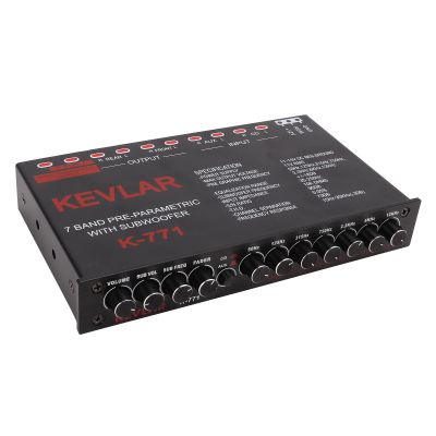7 Band Car Audio Graphic Equalizer, Variable Gain Adjustment High Level Input EQ, Low Pass Filter, Chassis Graphic Equalizer with Control Volume