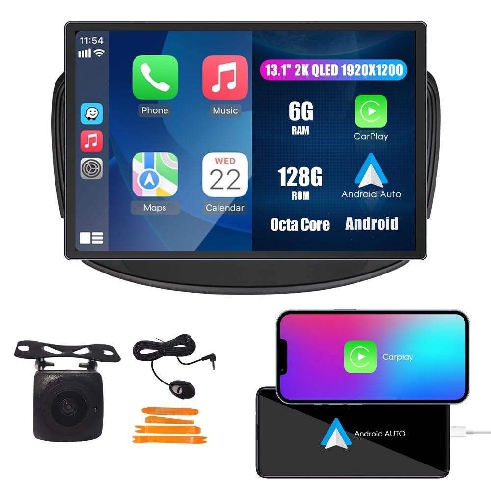 Kunfine Car CarPlay Android Auto Navigation Stereo GPS Radio Reverse Camera Display 13.1" QLED Touchscreen Headunit Tablet Pad Media Player for Buick Regal 2014-2017, if Applicable Octa Core 6G+128G