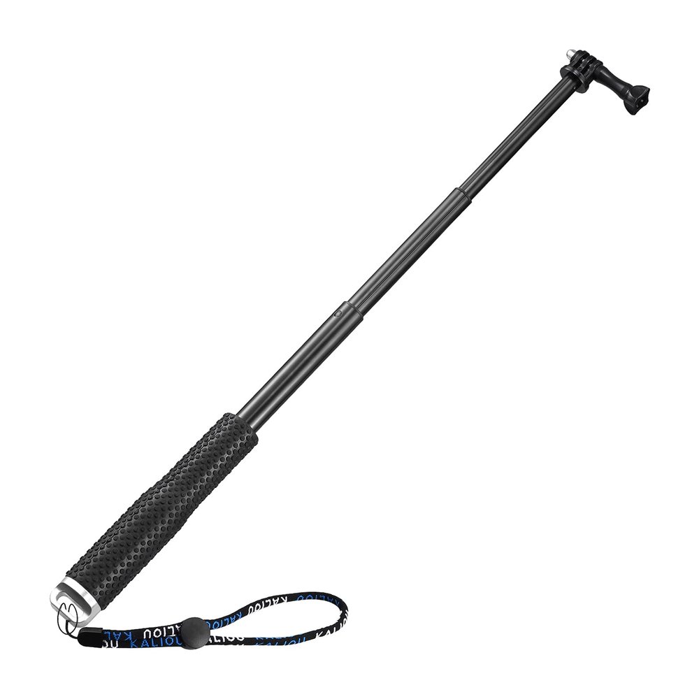 uxcell Portable Selfie Stick, 19 Inch Extension Adjustable Hand Grip Aluminum Alloy Monopod Pole Fit for Most Action Cameras, Silver & Black