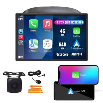 Kunfine Car CarPlay Android Auto Navigation Stereo GPS Radio Camera Display 13.1" QLED Touchscreen Headunit Tablet Pad Media Player for Mitsubishi Mirage 2012-2025, if Applicable Octa Core 4G+64G