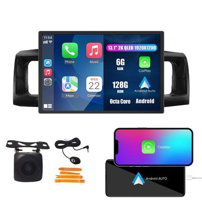 Car CarPlay Android Auto Navigation Stereo GPS Radio 13.1" QLED Touchscreen Headunit Tablet Media Player for Toyota Corolla 2003-2008, if Applicable Octa Core 6G+128G Black