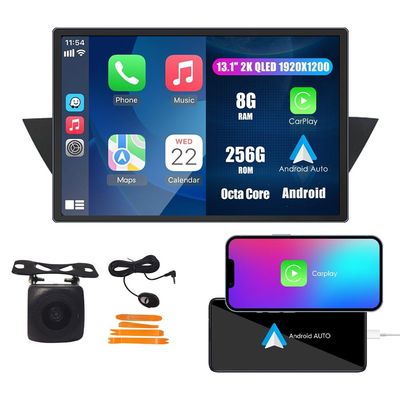 Kunfine Car CarPlay Android Auto Navigation Stereo GPS Radio Reverse Camera Display 13.1" QLED Touchscreen Headunit Tablet Pad Media Player for BMW X1 E84 2009-2016, if Applicable Octa Core 8G+256G