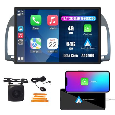 CarPlay Android Auto Navigation Stereo GPS Radio Reverse Camera Display 13.1" QLED Touchscreen Headunit Tablet Pad Media Player for Toyota Camry 2002-2006 Grey, if Applicable Octa Core 4G+64G