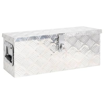 vidaXL Lightweight Aluminum Storage Box - -, Secure Lock, Portable, Spacious Interior, Silver, Stainless Steel, Including Keys 23.6"x9.3"x9.1"