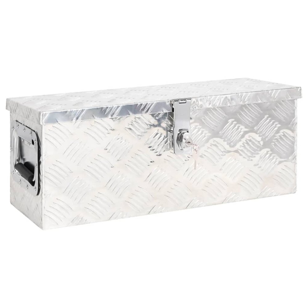 vidaXL Lightweight Aluminum Storage Box - -, Secure Lock, Portable, Spacious Interior, Silver, Stainless Steel, Including Keys 23.6"x9.3"x9.1"