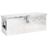 vidaXL Lightweight Aluminum Storage Box - -, Secure Lock, Portable, Spacious Interior, Silver, Stainless Steel, Including Keys 23.6"x9.3"x9.1" view 1