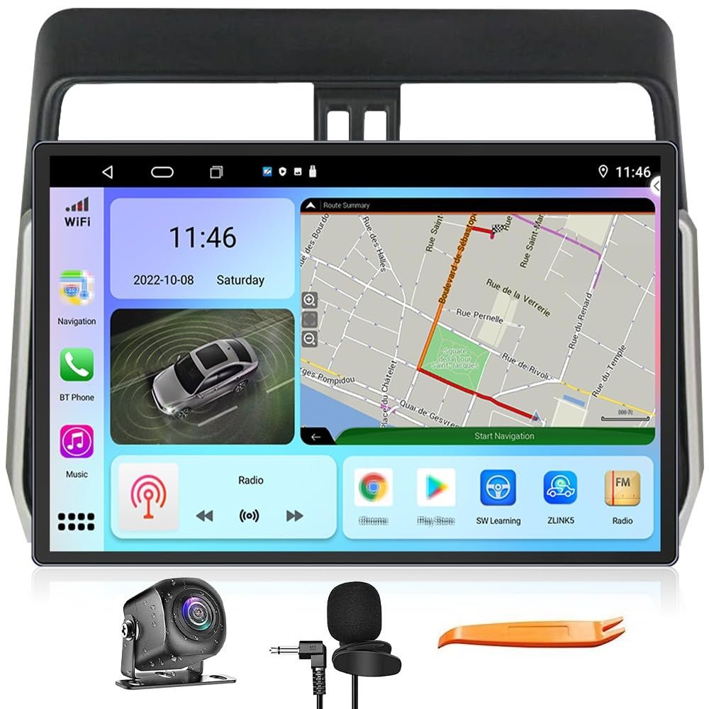 Octa Core 6G+128G CarPlay Android Auto Navigation Stereo GPS Radio Reverse Camera Display 13.1" QLED Touchscreen Headunit Tablet Pad Media Player for Toyota Land Cruiser Prado 2018-2023