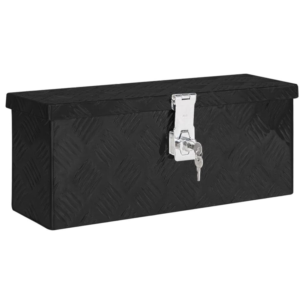 vidaXL Black Aluminum Storage Box 19.7"x5.9"x8.1" Lightweight, Durable, and Rust-Resistant with Locking System for Safe Transport and Storage of Tools and Gear.