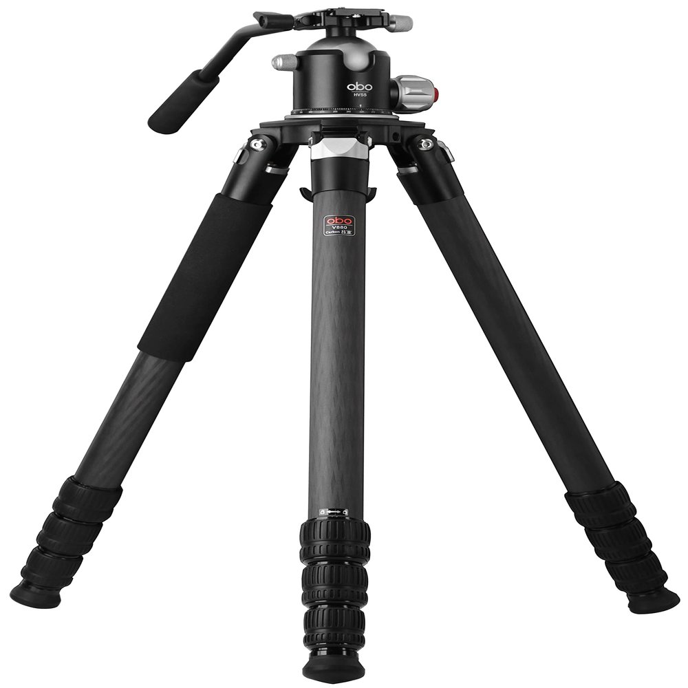 OBO 60 Carbon Fiber Camera Tripod & Monopod V880 Hunting Tripod Hunting Gear Heavy Duty Tripod with 55MM Head H550/HV55 for Camera, Video Hunting, Max Load 45KG/99lbs (V880+HV55)