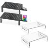 Zimilar 2 Pack Monitor Stand Riser, 3 Height Adjustable, Black Steel Monitor Stand for Computer view 1