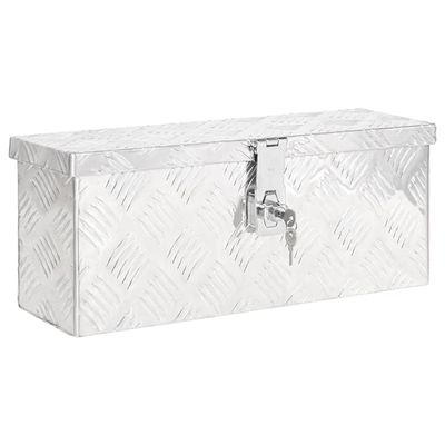 vidaXL Corrugated Aluminum Storage Box with Locking System - Compact, Lightweight, Rust-Resistant - Ideal for Tools, Accessories, Gear Storage - Silver Color - Dimensions: 19.7"x5.9"x8.1"