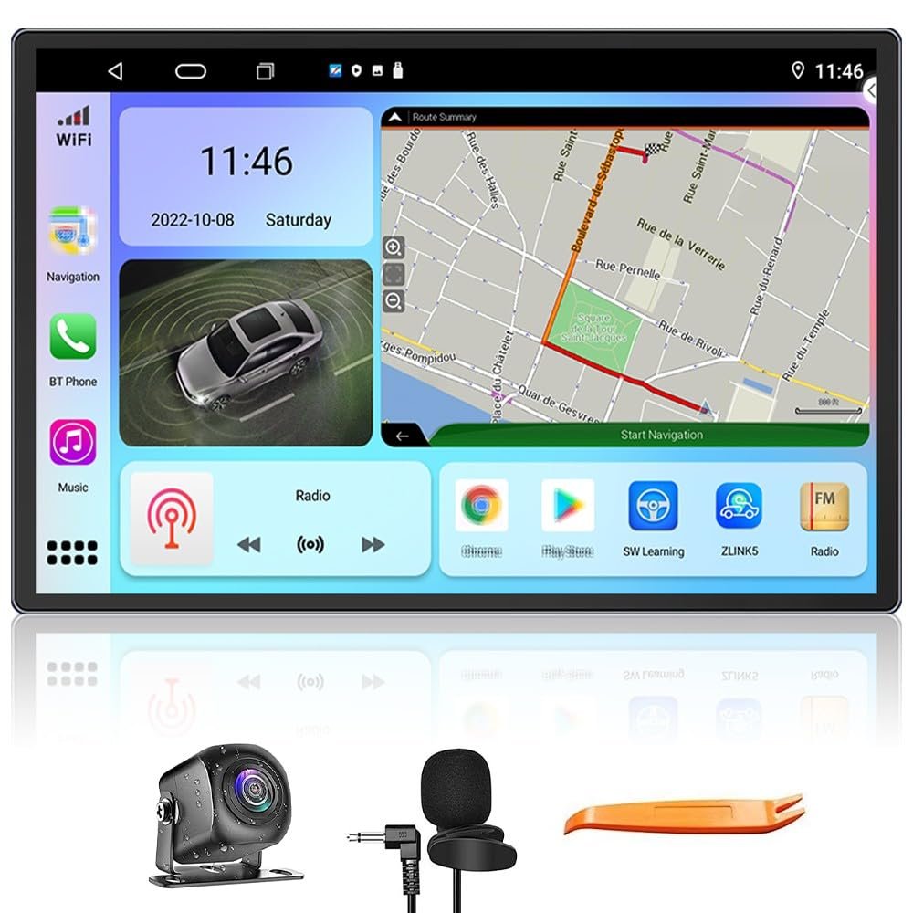 Kunfine Car CarPlay Android Auto Navigation Stereo GPS Radio Reverse Camera Display 13.1" QLED Touchscreen Headunit Tablet Pad Media Player for Audi A3 2004-2013, if Applicable Octa Core 8G+256G