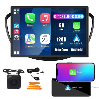 Kunfine Car CarPlay Android Auto Navigation Stereo GPS Radio Reverse Camera Display 13.1" QLED Touchscreen Headunit Tablet Pad Media Player for Hyundai I10 2008-2012, if Applicable Octa Core 6G+128G