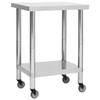 vidaXL Stainless Steel Kitchen Work Table with Wheels - 23.6"x11.8"x33.5" - Durable, and Mobile - Ideal for Kitchen, Restaurant, School, Commercial Workspace - Easy to Clean view 1