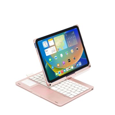360 Rotatable iPad 10th Gen 2022 Keyboard Case with Built-in Touchpad 7 Colors Backlight Business Bluetooth Wireless Keyboard for iPad 10 10.9'' (Rose Gold)