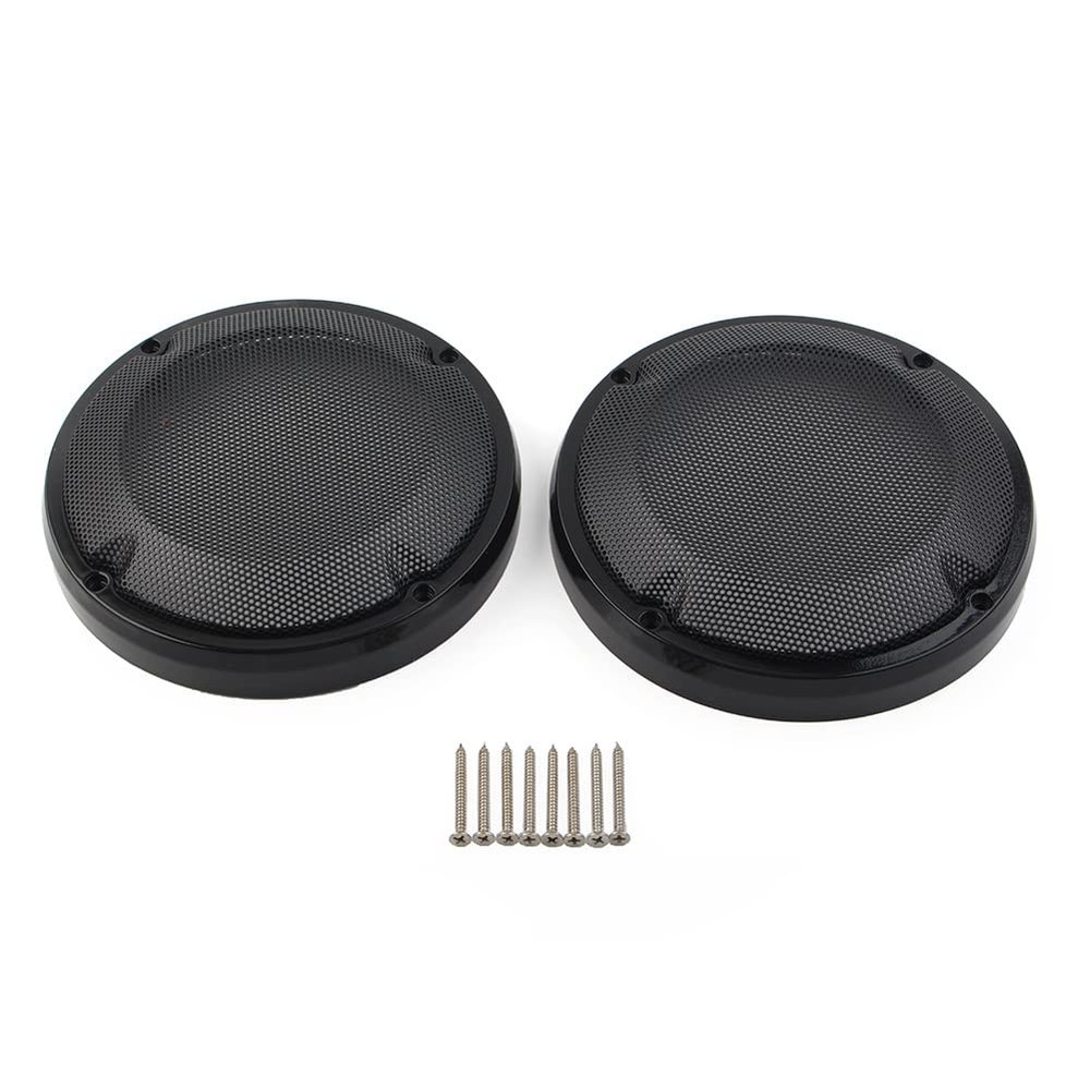 LIRU Motorcycle 6.5" Saddlebag Lid Speaker Grill Cover,Mesh Speaker Grille Cover Trim With Screws for Harley Touring Electra Glibe 1983-2020,Black