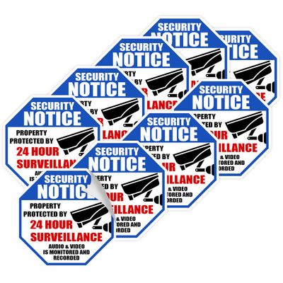 GOLEEX Pack 9 Pcs Security Notice Stickers Protected by Video Surveillance Bumper Sticker Outdoor Window Automotive Exterior Decals Audio Recorded Monitored Labels Home Decoration