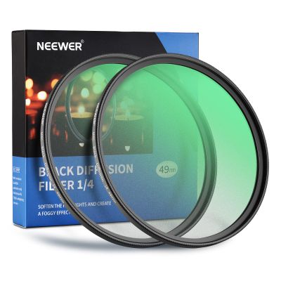 NEEWER 2 Pcs 49mm Black Diffusion Lens Filter Kit, 1/4 & 1/8 Dreamy Cinematic Effect Filters with Storage Cases, Cleaning Cloths, Multi Nano Coated HD Optical Glass for Video/Vlog/Portrait Shot