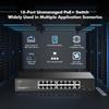 16 Port PoE Switch with 2 Gigabit Uplink, 10/100Mbps PoE+ Ports, 100/1000Mbps Uplink, IEEE802.3af/at, Max 200W, VLAN & PoE Extend 250m, YuLinca Metal RackMount Fanless Unmanaged Ethernet Switch view 2