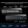 16 Port PoE Switch with 2 Gigabit Uplink, 10/100Mbps PoE+ Ports, 100/1000Mbps Uplink, IEEE802.3af/at, Max 200W, VLAN & PoE Extend 250m, YuLinca Metal RackMount Fanless Unmanaged Ethernet Switch view 3