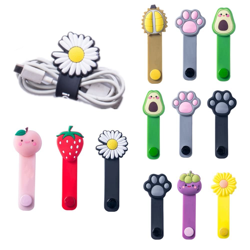 12PCS Silicone Cable Organisers reusable Straps Clips Wire Ties Cable Storage Metal Snap Silicone Magnetic Buckle for Phones, Headset, PC Computer Cable