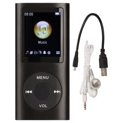 Support TF Cards MP3 Player, Stylish Multifunctional Lossless Sound Slim 1.8 Inch LCD Screen Portable MP3 Music Player (Black)