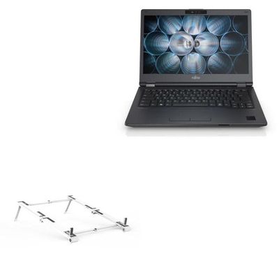 BoxWave Stand and Mount Compatible with Fujitsu LifeBook E4411 - Pocket Aluminum Stand 3-in-1, Portable Multi Angle Viewing Riser - Metallic Silver