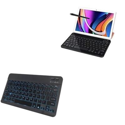 BoxWave Keyboard Compatible with JUSYEA Android 11 Tablet J10-1 (10 in) - SlimKeys Bluetooth Keyboard - with Backlight, Portable Slim LED 7 Colors - Jet Black
